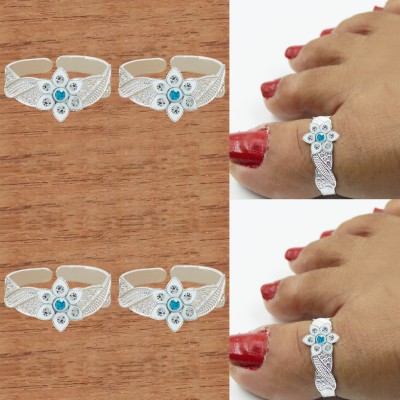 Goldfish Adjustable Leg Thumb Ring / Toe Ring Set / Angutha Ring For Women Brass Cubic Zirconia Silver Plated Toe Ring Set