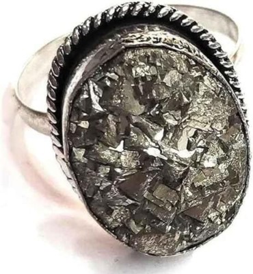 VIBESLE Natural Pyrite Ring Adjustable Ring Original Pyrite Crystal Money Magnet Stone Crystal Ring