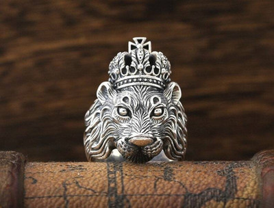 Trinket World Trading Silver color King Lion Ring For Men Lion Head Ring For Men Stylish Ring Stainless Steel Silver Plated Ring