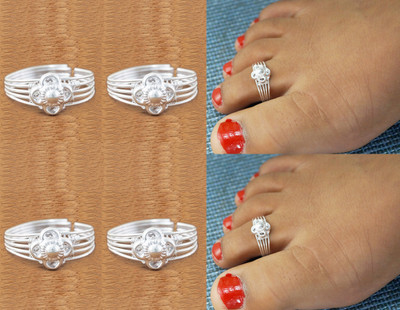Goldfish Stylish Adjustable Toe Rings For Women Brass, Silver Toe Ring