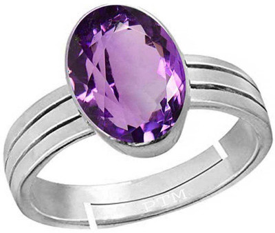 PTM Amethyst (Kathela) 9.25 Ratti or 8.50 Ct Gemstone for Men bis Hallmark 925 Sterling Silver Ring