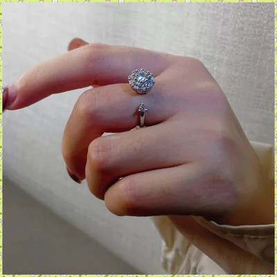 Daliva Rotating Zirconia Studded Adjustable Silver Plated Ring For Women /Girls Alloy Cubic Zirconia Silver Plated Ring