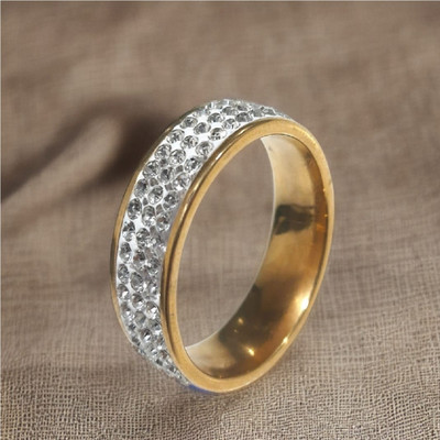 Ruhi Collection Studded Gold Plated Limited Edition Gold Finger Ring Stainless Steel Zircon Gold Plated Ring