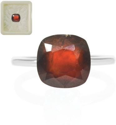 CaratYogi Real Certified African Hessonite 8.25 Ratti 7.5 Carat Square Cushion Shape for Stone Garnet Ring