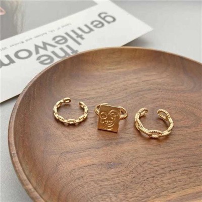 YU Fashions Steel Gold Plated Ring Set