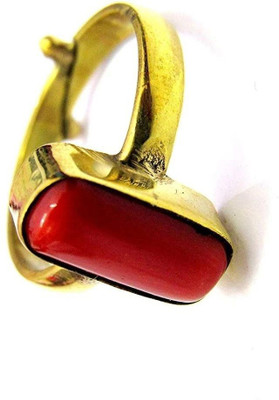 Vanishree World 8.25 Ratti 7.00 Carat natural coral moonga silver plated adjustable Brass Coral Gold Plated Ring