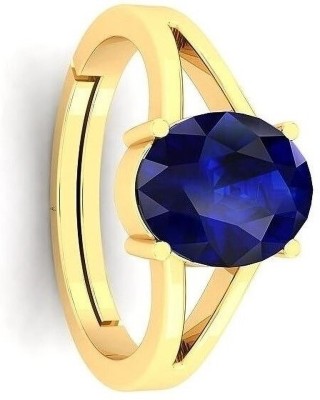 JEMSPRIME JEMSPRIME 8.25 Ratti 7.55 Ct Natural Blue Sapphire Stone Original Neelam/Nilam Brass Sapphire Gold Plated Ring