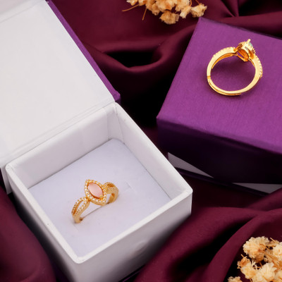 Pushp Creation Ad Stone Folding Ring – a stunning outfit, perfect for all occasions. Brass Cubic Zirconia Gold Plated Ring
