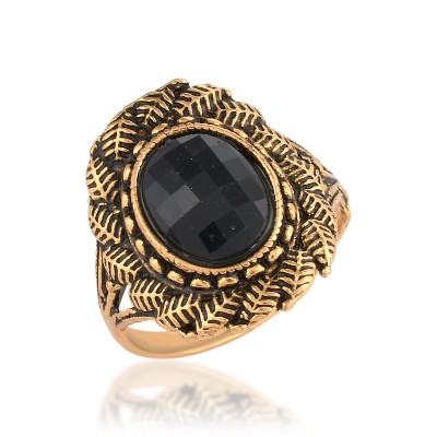 memoir Brass Anitque Goldfinish Handmade Onyx Traditional Fingerring Latest Fashion Brass Onyx Gold Plated Ring