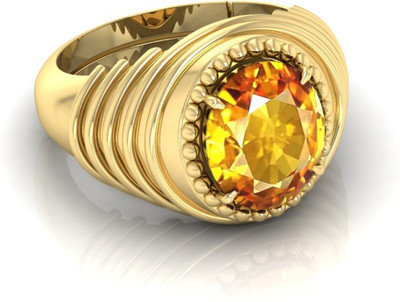 ShreeBalaji 10.25 R YELLOW CHAKAR OVAL G Brass Agate Gold Plated Ring
