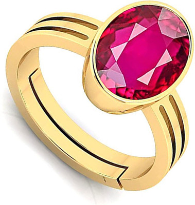 S KUMAR GEMS & JEWELS Certified 6.25 Ratti Ruby Stone ( Manik ) Panchdhatu Gold Plated Alloy Ruby Ring