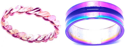 Dynamic Retail Global Set of 2 Rings for Men & Women, Purple-Multicolor Alloy Ring