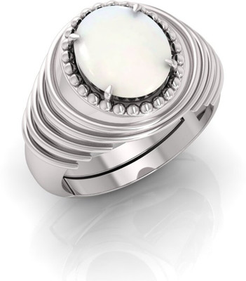 Pranjal Gems Stone Moonstone Silver Plated Ring
