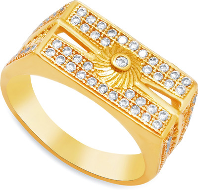 Pandadi Collection Stylish Brass Diamond Gold Plated Ring Brass Diamond Gold Plated Ring