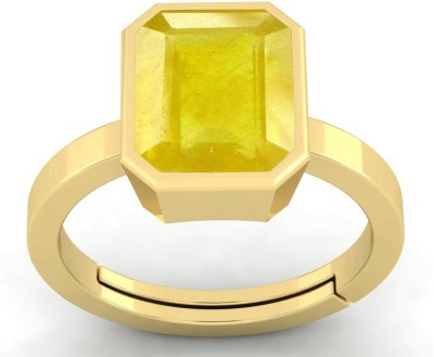 MBVGEMS yellow sapphire ring 5.25 ratti 5.50 carat for men and women Brass Sapphire Brass Plated Ring