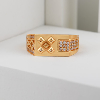 Pandadi Collection Brass Diamond Gold Plated Ring