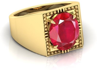 TODANI JEMS 7.25 Ratti Ruby Gemstone Adjustable Ring With Lab CertificateFA Crystal Ruby Rhodium Plated Ring