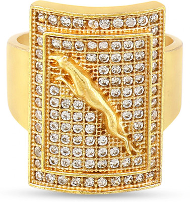 mahi creation Brass Diamond Gold Plated Ring
