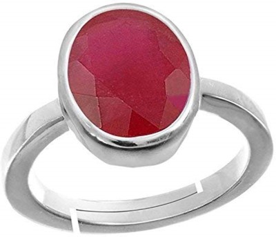 Kanvi Jewelers 7.25 Ratti Ruby Stone Original Certified Silver Plated Adjustable, Manik Stone Metal Ruby Gold Plated Ring