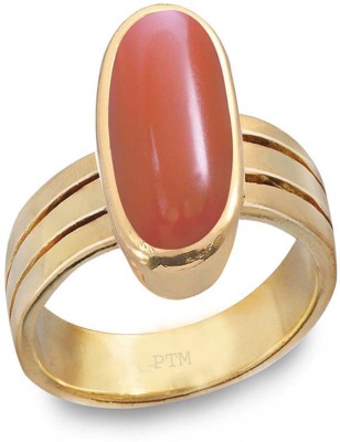 PTM Coral (Munga) Gemstone 3.25 Ratti or 3 Ct for Unisex Pure Copper (Tamba)-FKT2 Copper Coral Ring