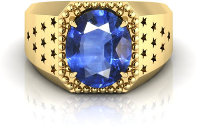 TODANI JEMS Natural 9.25 Ratti Neelam Gemstone Adjustable Ring With Lab CertificateF Stone Sapphire Brass Plated Ring
