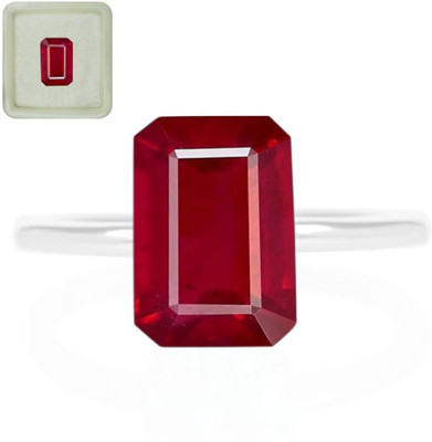 CaratYogi Certified Created Ruby Gemstones 6.25 Ratti 5.68 Carat Manik Rectangle Shape for Stone Ruby Ring
