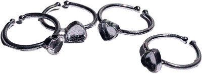 BanteyBanatey Heart Finger Ring Bezel Resin Art and Craft Jewelry Making Metal Silver Plated Ring Set