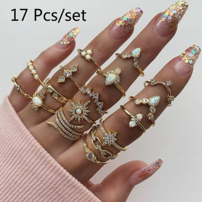 TheVineGirl Fancy Exclusive AD Studded Floral Plushy Rings for Women/Girls Alloy Gold Plated Ring Set