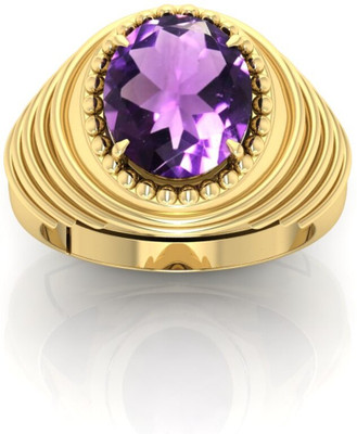 Pranjal Gems 12.25 Ratti Amethyst Gemstone Adjustable Ring With Lab CertificatePA Stone Amethyst Ring
