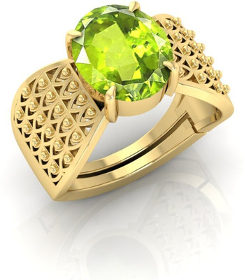 TODANI JEMS 14.25 Ratti Peridot Gemstone Adjustable Ring With Lab CertificateH Metal Peridot Gold Plated Ring