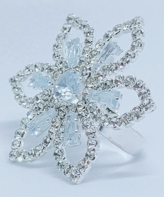 Relishine Classic Silver Tonned Adjustable Flower Finger Ring Metal Silver Plated Ring