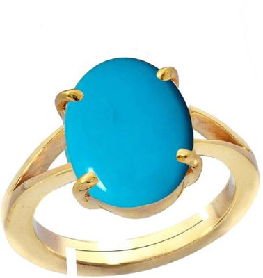 Kanvi Jewelers Turquoise Line (Firoza) Ring for Men and Women Brass Turquoise Gold Plated Ring