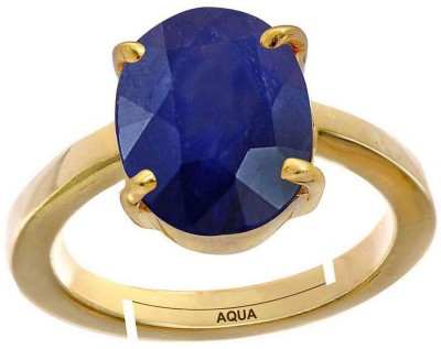 AQUAGEMS Blue Sapphire (Neelam) 9.25 Ratti or 8.5 Ct Panchdhatu (5 Metal) Men Adjustable Stone Ring
