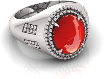 TODANI JEMS 7.25 Ratti Munga Gemstone Adjustable Ring With Lab CertificateFD Silver Coral Ring