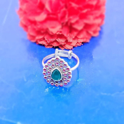 jsaj HEART SHAPE RING WITH MULTI COLOR UNCUT RUBY AND EMERALD STONE Sterling Silver Ruby Silver Plated Ring
