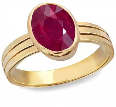 Gemzonite Original Ruby Stone Ring For Women & Men Brass Ruby Ring