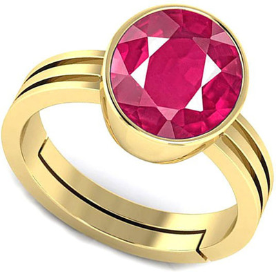S KUMAR GEMS & JEWELS Certified 5.25 Ratti Ruby Stone ( Manik ) Panchdhatu Gold Plated Alloy Ruby Ring