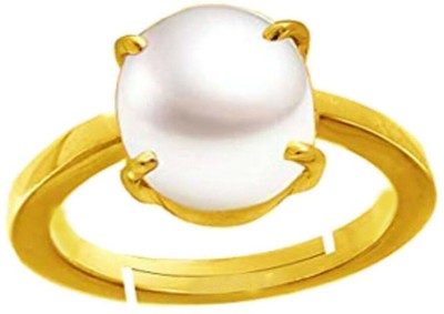 PTM Pearl (Moti) 4.25 Ratti or 4 Ct Panchdhatu (5 Metal) Women Adjustable Stone Ring