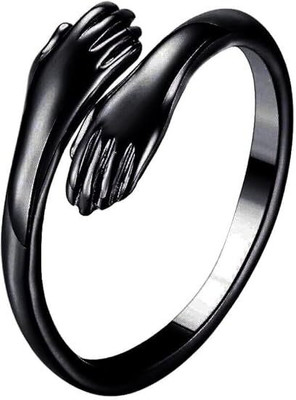 RONAK Valentine's Day Adjustable Love Forever Black Hand Hug Me Thumb Finger Ring Metal Ring