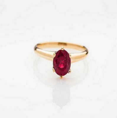 Chopra Gems Panchdhatu Ruby Manik Stone Ring Ring For Men's / Women's Brass Gold Plated Ring