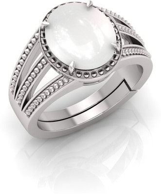 Pranjal Gems Stone Moonstone Silver Plated Ring