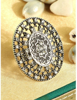 Jewels Capital RNG-M-20137-SIL-JC-A Alloy Cubic Zirconia Silver Plated Ring