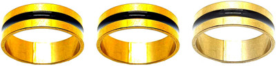 Dynamic Retail Global Set of 3 Rings for Men & Women, Yellow-Gold Alloy Ring