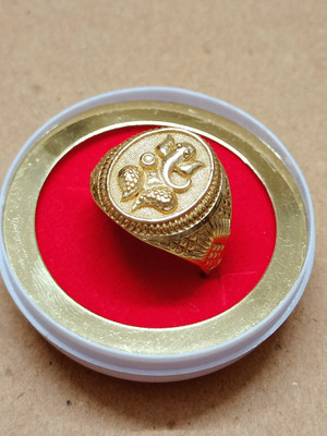 TMRcreation Fancy bappa owal ring for man and boys trending ring Brass Agate Gold Plated Ring