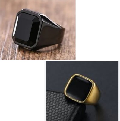 house of common VEDANSH ENTERPRISES STYLISH GOLD,SILVER AND TITANIUM PLATED RINGS SET Alloy Gold, Titanium Plated Ring Set