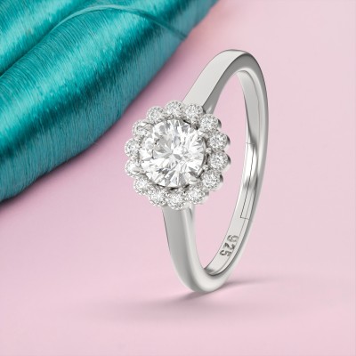 ZALKARI 925 Sterling Silver Stone Adjustable Propose ring for girls and women Sterling Silver Zircon Silver Plated Ring