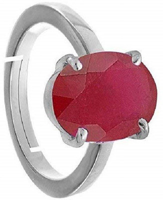 TODANI JEMS 14.25 Ratti Natural Certified Ruby Manik Gemstone Panchdhatu Ring Men & Women Metal Ruby Silver Plated Ring