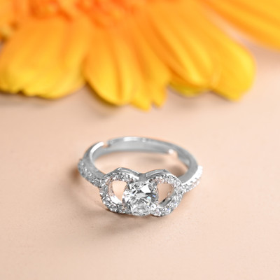 CLARA Anya Sterling Silver Cubic Zirconia Platinum Plated Ring