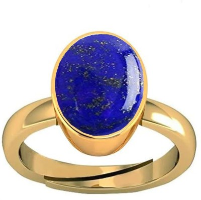 KUSHMIWAL GEMS 3.25 Ratti 2.00 Carat Natural Lapiz Plated Ring Original Brass Lapis Lazuli Gold Plated Ring