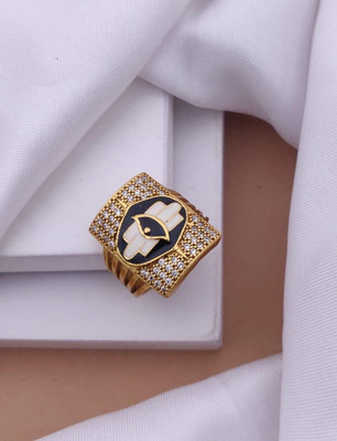 mahi creation Brass, Copper Diamond Gold Plated Ring